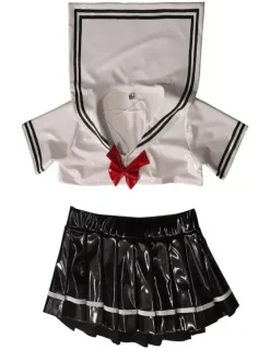 Anime JK Uniform Japanese Anime Style Shiny PVC Sailor Two Piece Cosplay Costume