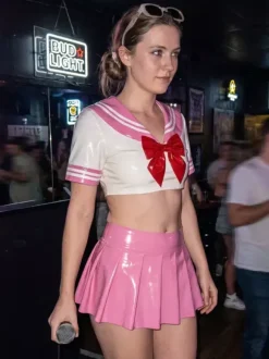 Anime JK Uniform Japanese Anime Style Shiny PVC Sailor Two Piece Cosplay Costume