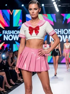 Anime JK Uniform Japanese Anime Style Shiny PVC Sailor Two Piece Cosplay Costume