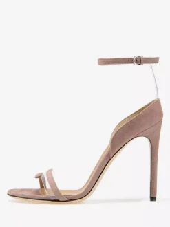 Ankle Strap Sandals Suede Open Toe High Heel Dress Shoes