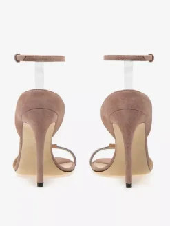 Ankle Strap Sandals Suede Open Toe High Heel Dress Shoes