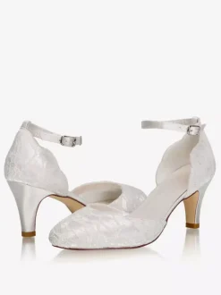 Ankle Strap Wedding Shoes D'orsay Kitten Heel 2.6