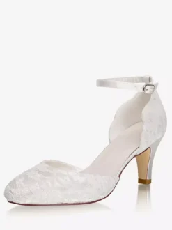 Ankle Strap Wedding Shoes D'orsay Kitten Heel 2.6