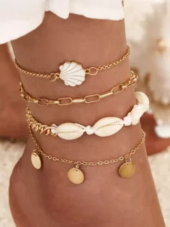 Anklet Cowrie Shells Layered Bikinis Beach Vacation Ankle Bracelet
