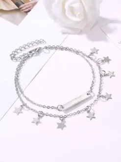 Anklet Stars Pendant Layered Glod Plated Sweet Ankle Bracelet