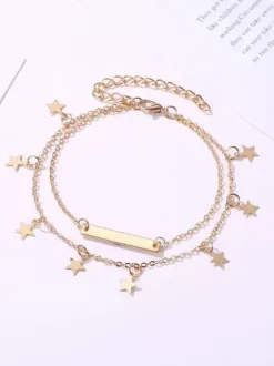 Anklet Stars Pendant Layered Glod Plated Sweet Ankle Bracelet