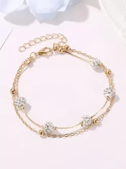 Anklet Crystal Metal Base Beaded Ankle Bracelet