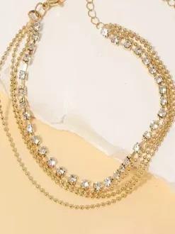 Anklet Evenly Spaced Rhinestone Layered Timless Summer Ankle Bracelet