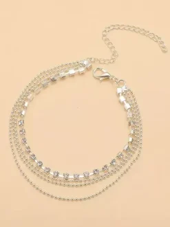 Anklet Evenly Spaced Rhinestone Layered Timless Summer Ankle Bracelet