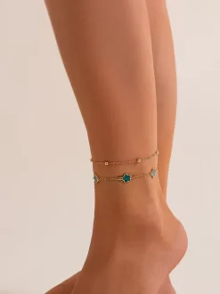 Anklet Flowers Delicated Chic Romantic Beach Anklet Chain 2PCS