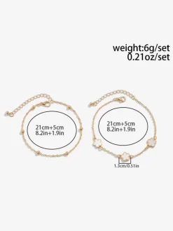 Anklet Flowers Delicated Chic Romantic Beach Anklet Chain 2PCS