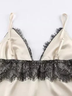 Apricot Cami Top Straps Neck Lace Chic Backless Women Camis