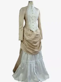 Apricot Edwardian Dress Long Sleeves Tunic Vintage Dress