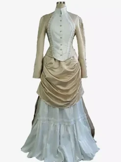Apricot Edwardian Dress Long Sleeves Tunic Vintage Dress