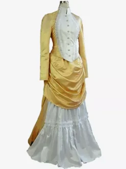 Apricot Edwardian Dress Long Sleeves Tunic Vintage Dress