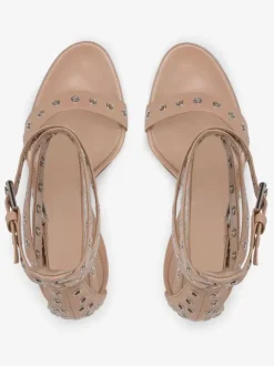 Apricot High Heel Sandals Suede Open Toe Criss Cross Cut Out Ankle Strap Sandal Shoes