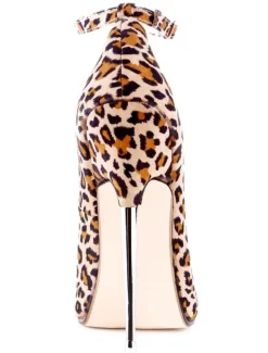 Apricot Leopard Print Pointed Toe Cloth Stilettos