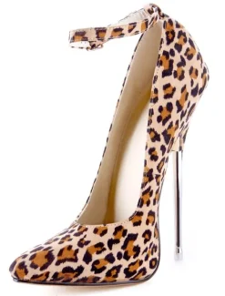 Apricot Leopard Print Pointed Toe Cloth Stilettos