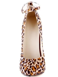 Apricot Leopard Print Pointed Toe Cloth Stilettos