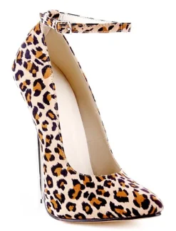 Apricot Leopard Print Pointed Toe Cloth Stilettos
