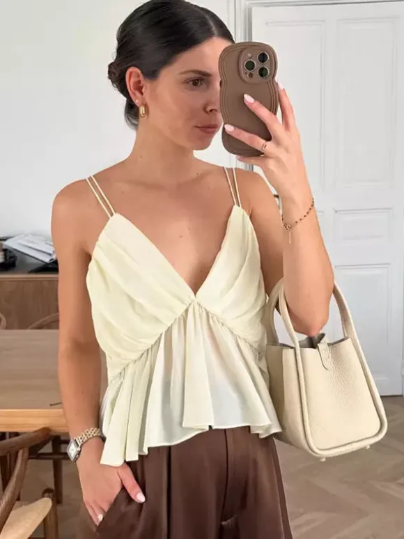 Apricot Cami Top V-Neck Strappy Chic Camis For Women