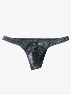 Artificial Leather Black Male Sexy Panties