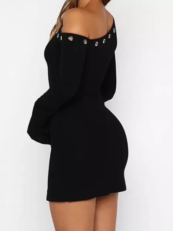 Asymmetric Shoulder Bodycon Mini Dress For Women 2026
