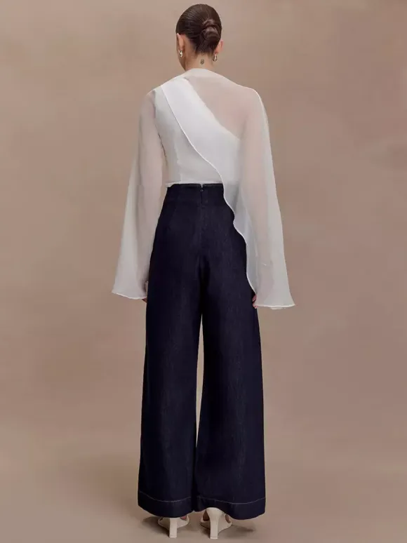 Asymmetric Chiffon Cape Sleeve Blouse For Women 2026