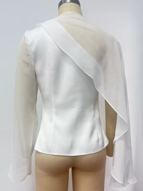 Asymmetric Chiffon Cape Sleeve Blouse For Women 2026