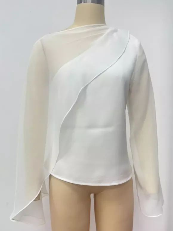 Asymmetric Chiffon Cape Sleeve Blouse For Women 2026