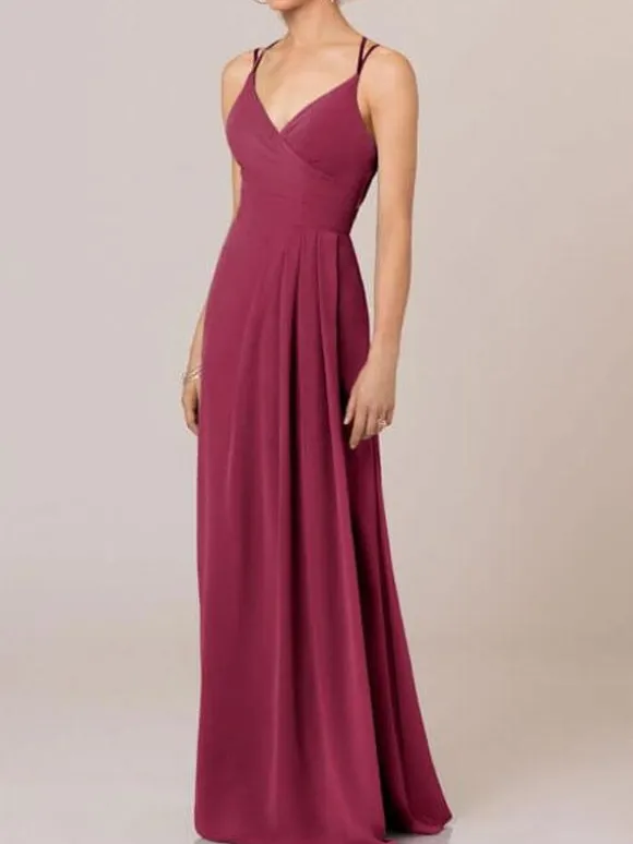 Avocado Green Cheap Wedding Dresses V Neck Sleeveless Backless Pleated Chiffon A Line Floor Length Bride Dresses