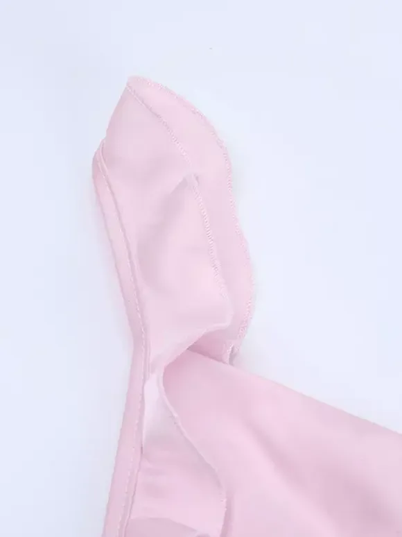 Baby Pink Women Maxi Dress - Elegant Ruffle V-Neck Tie Front Slip - Coquette Aesthetic Summer Vacation Beach Dress 2026