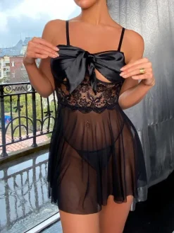Babydoll For Woman Burgundy Cut Out Floral Print Stretch Lace Sexy Hot Lingerie