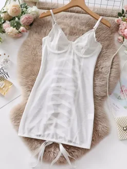 Babydolls Lingerie Babydoll For Woman White Polyester Sexy