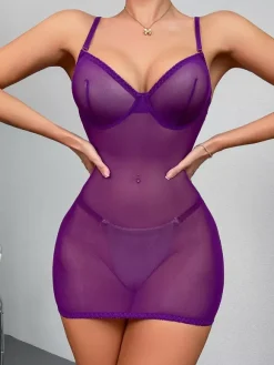 Babydolls Lingerie Sexy Babydoll Purple Polyester Sexy