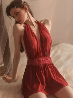 Babydolls Lingerie For Woman Pink Lace Backless Tulle Sexy Nightgown