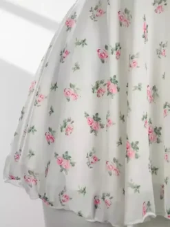 Babydolls Lingerie For Woman White Lace Floral Print Polyester Sexy Pajama