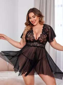 Babydolls Lingerie For Woman Red Lace Sexy Nightgown