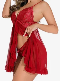 Babydolls Lingerie Red Lace Backless Sexy Babydoll