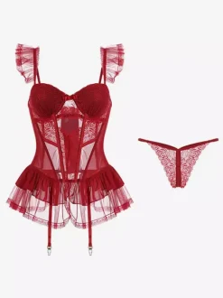 Babydolls Lingerie Sexy Babydoll Burgundy Lace Sexy Lingerie