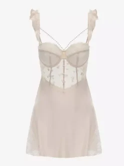 Babydolls Lingerie Sexy Champagne Lace Backless Tulle Sexy Nightgown
