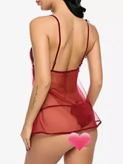 Babydolls Lingerie Women Black Pleated Sheer Chiffon Sexy Pajamas