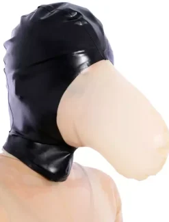Back Zipper Animal Shape Black Latex Hoods cosplay costume