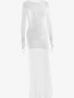 Backless Cutout Ruched Side Slit Sheer Maxi Evening Dress For Women 2026