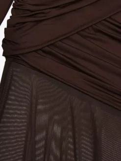 Backless Cutout Ruched Side Slit Sheer Maxi Evening Dress For Women 2026