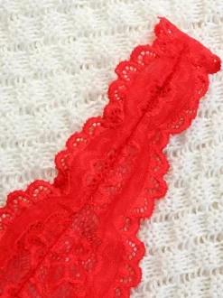 Backless Lingerie Buttons Floral Print Sexy Red 2-Piece Bra Panty Sets