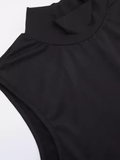 Backless Maxi Dress For Women - Butterfly Detail Mock Neck Black Bodycon Long Dress - Summer Night Out Clubwear 2026