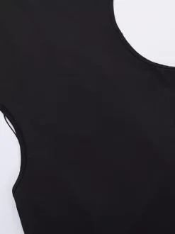 Backless Maxi Dress For Women - Butterfly Detail Mock Neck Black Bodycon Long Dress - Summer Night Out Clubwear 2026