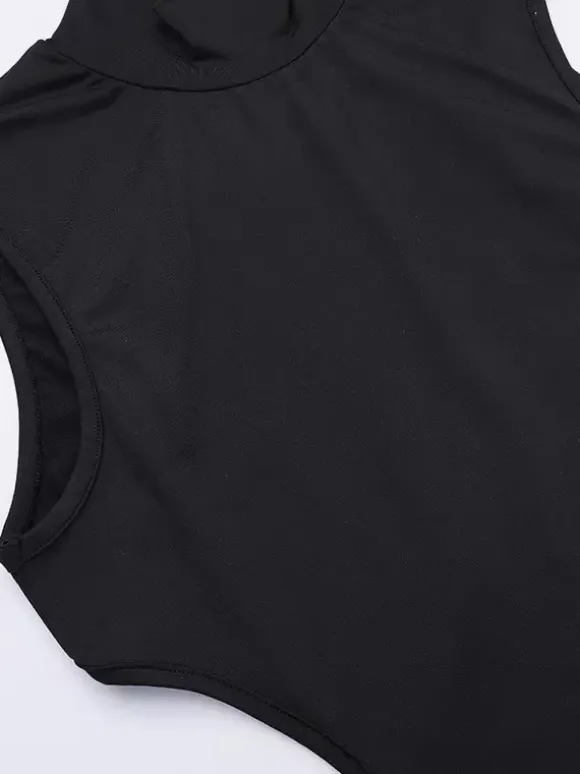 Backless Maxi Dress For Women - Butterfly Detail Mock Neck Black Bodycon Long Dress - Summer Night Out Clubwear 2026