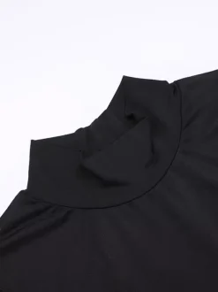 Backless Maxi Dress For Women - Butterfly Detail Mock Neck Black Bodycon Long Dress - Summer Night Out Clubwear 2026